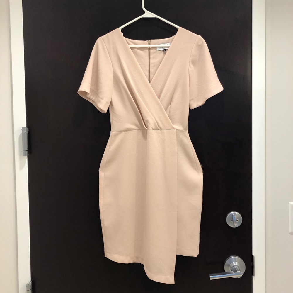 Light Pink Faux Wrap Dress